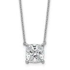 14k White Gold 3 1/2 carat Lab Grown Diamond VS+ F+ Cushion Complete 18 inch Four Prong Pendant Necklace
