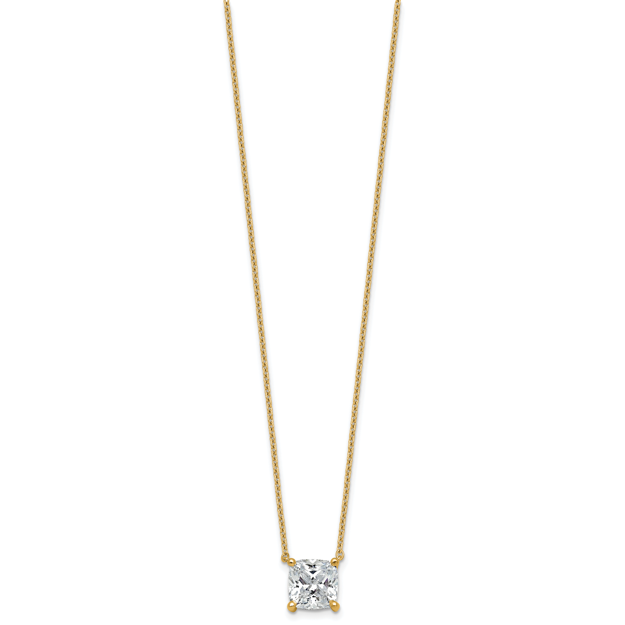 14k 3 1/2 carat Certified Lab Grown Diamond VS+ F+ Cushion Complete 18 inch Four Prong Pendant Necklace Secondary image