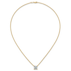 14k 3 1/2 carat Lab Grown Diamond VS+ F+ Cushion Complete 18 inch Four Prong Pendant Necklace