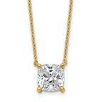14k 3 1/2 carat Certified Lab Grown Diamond VS+ F+ Cushion Complete 18 inch Four Prong Pendant Necklace