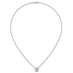 14k White Gold 4 carat Certified Lab Grown Diamond VS+ F+ Cushion Complete 18 inch Four Prong Pendant Necklace