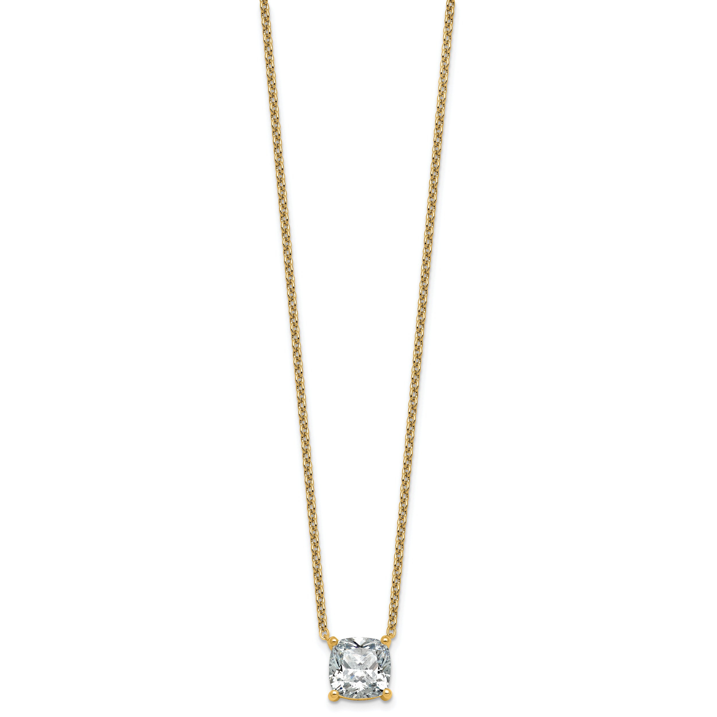 14k 4 carat Lab Grown Diamond VS+ F+ Cushion Complete 18 inch Four Prong Pendant Necklace Secondary image