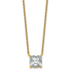 14k 4 carat Lab Grown Diamond VS+ F+ Cushion Complete 18 inch Four Prong Pendant Necklace