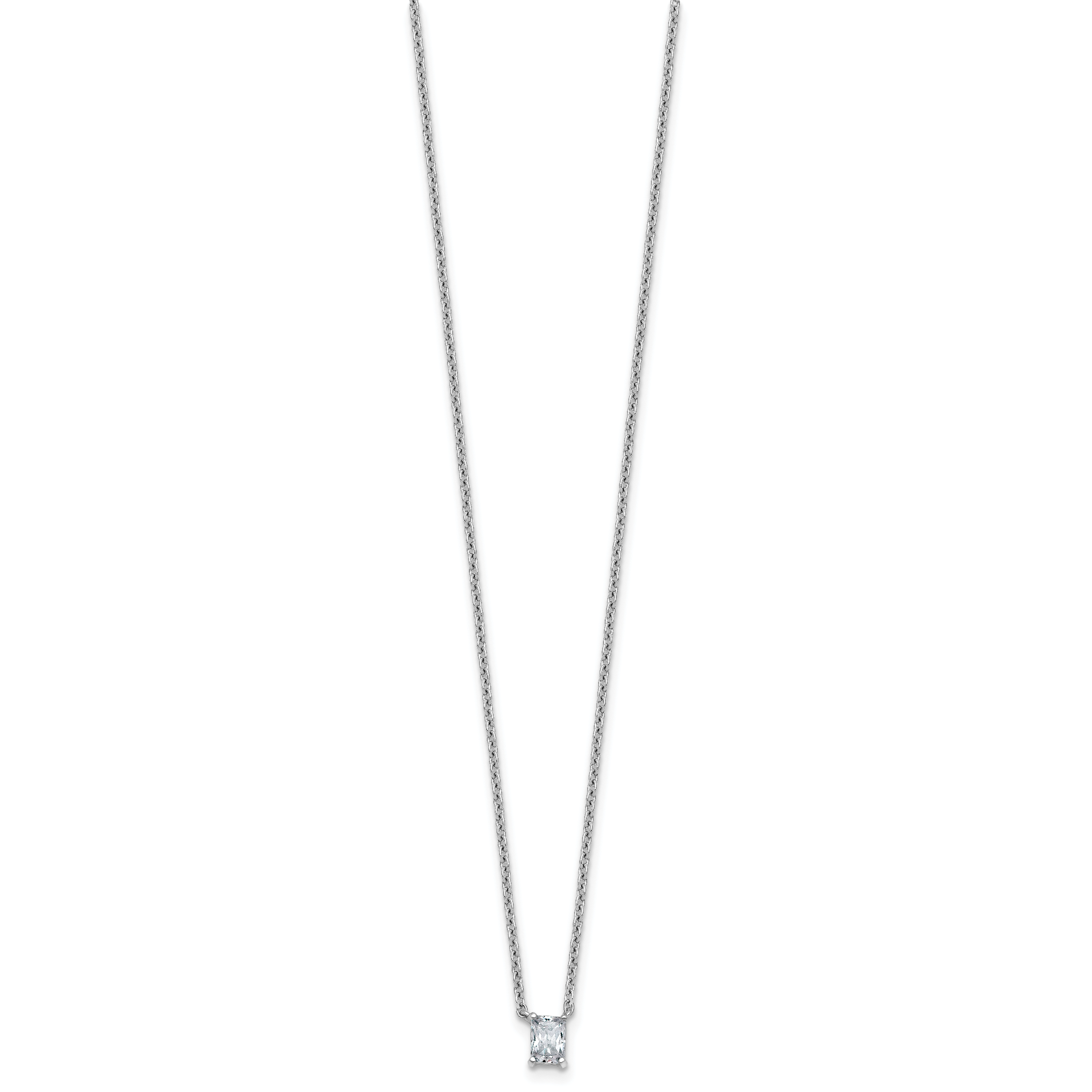 14k White Gold 1/4 carat Lab Grown Diamond VS+ F+ Radiant Complete 18 inch Four Prong Pendant Necklace