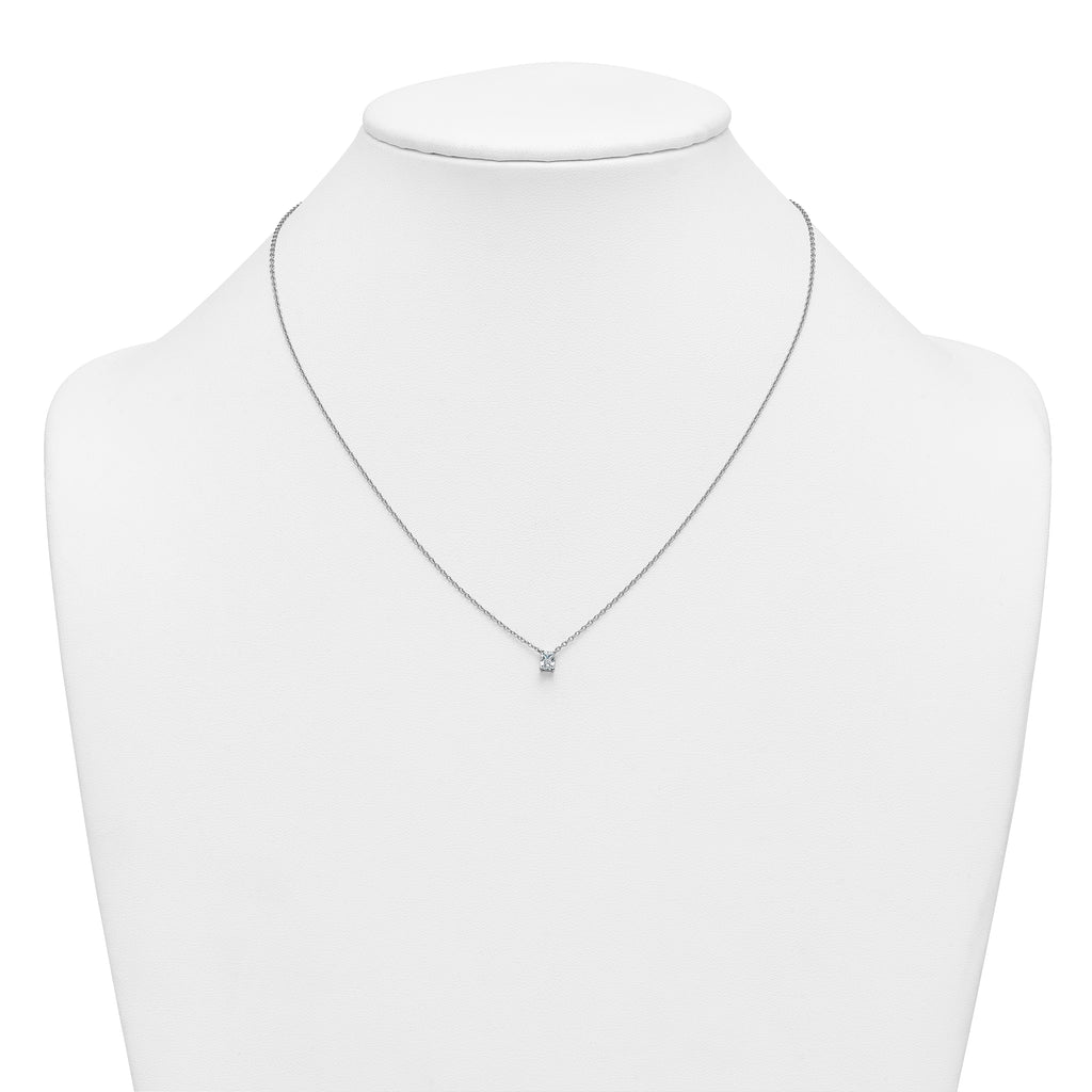 14k White Gold 1/4 carat Lab Grown Diamond VS+ F+ Radiant Complete 18 inch Four Prong Pendant Necklace