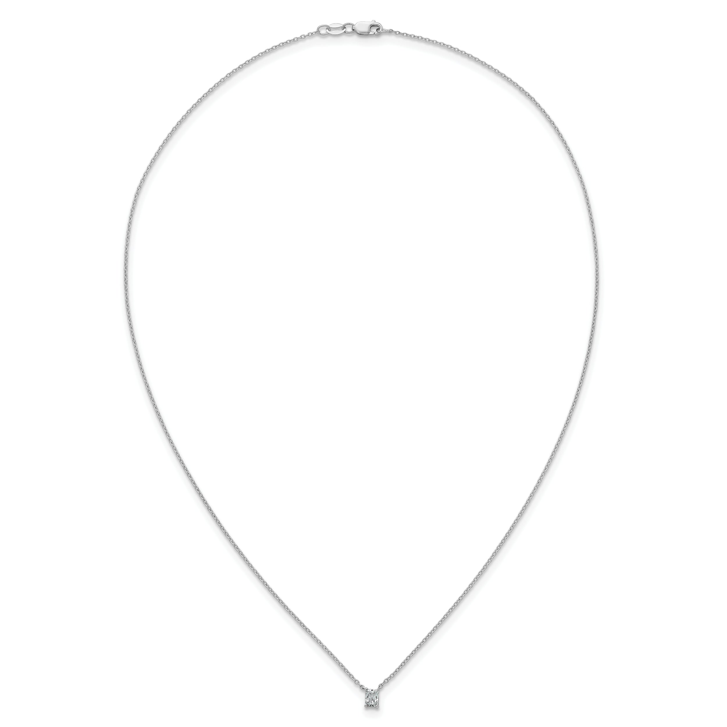 14k White Gold 1/4 carat Lab Grown Diamond VS+ F+ Radiant Complete 18 inch Four Prong Pendant Necklace