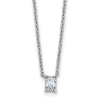 14k White Gold 1/4 carat Lab Grown Diamond VS+ F+ Radiant Complete 18 inch Four Prong Pendant Necklace