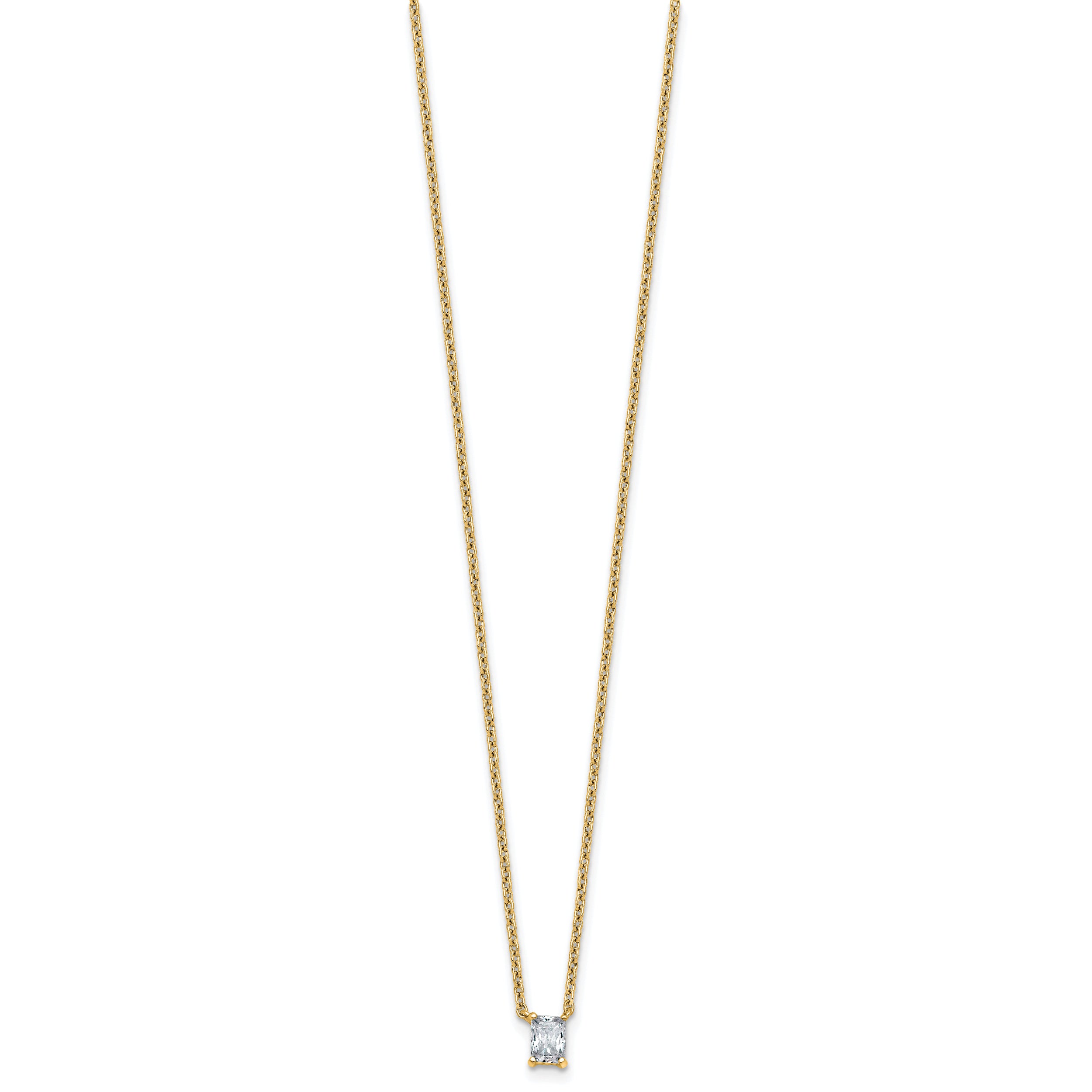 14k 1/4 carat Lab Grown Diamond VS+ F+ Radiant Complete 18 inch Four Prong Pendant Necklace
