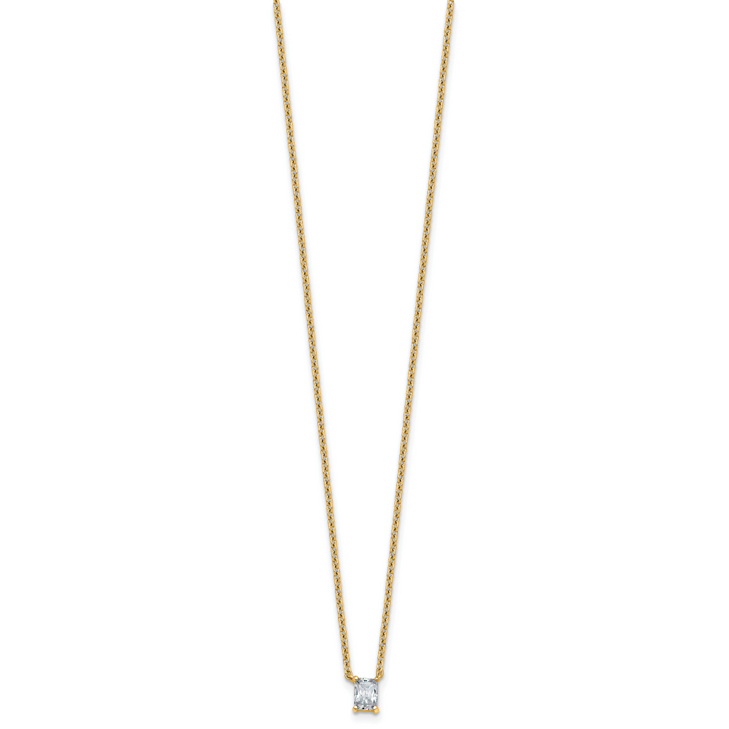 14k 1/4 carat Lab Grown Diamond VS+ F+ Radiant Complete 18 inch Four Prong Pendant Necklace