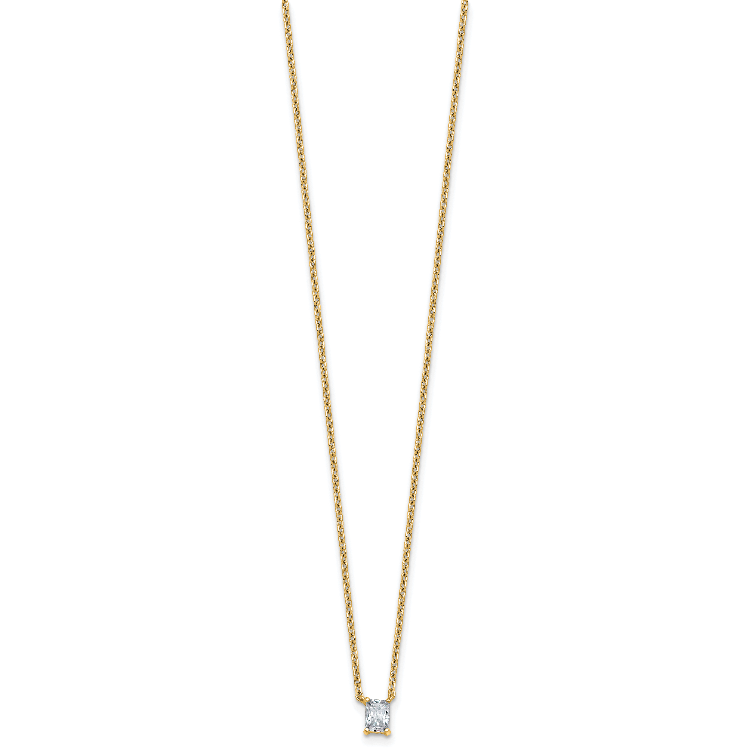14k 1/4 carat Lab Grown Diamond VS+ F+ Radiant Complete 18 inch Four Prong Pendant Necklace