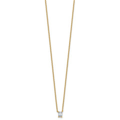 14k 1/4 carat Lab Grown Diamond VS+ F+ Radiant Complete 18 inch Four Prong Pendant Necklace
