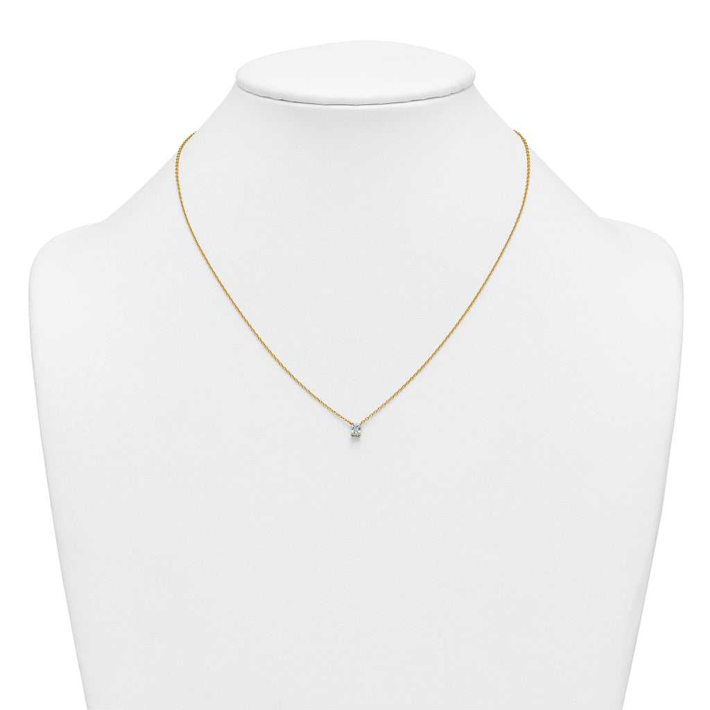 14k 1/4 carat Lab Grown Diamond VS+ F+ Radiant Complete 18 inch Four Prong Pendant Necklace