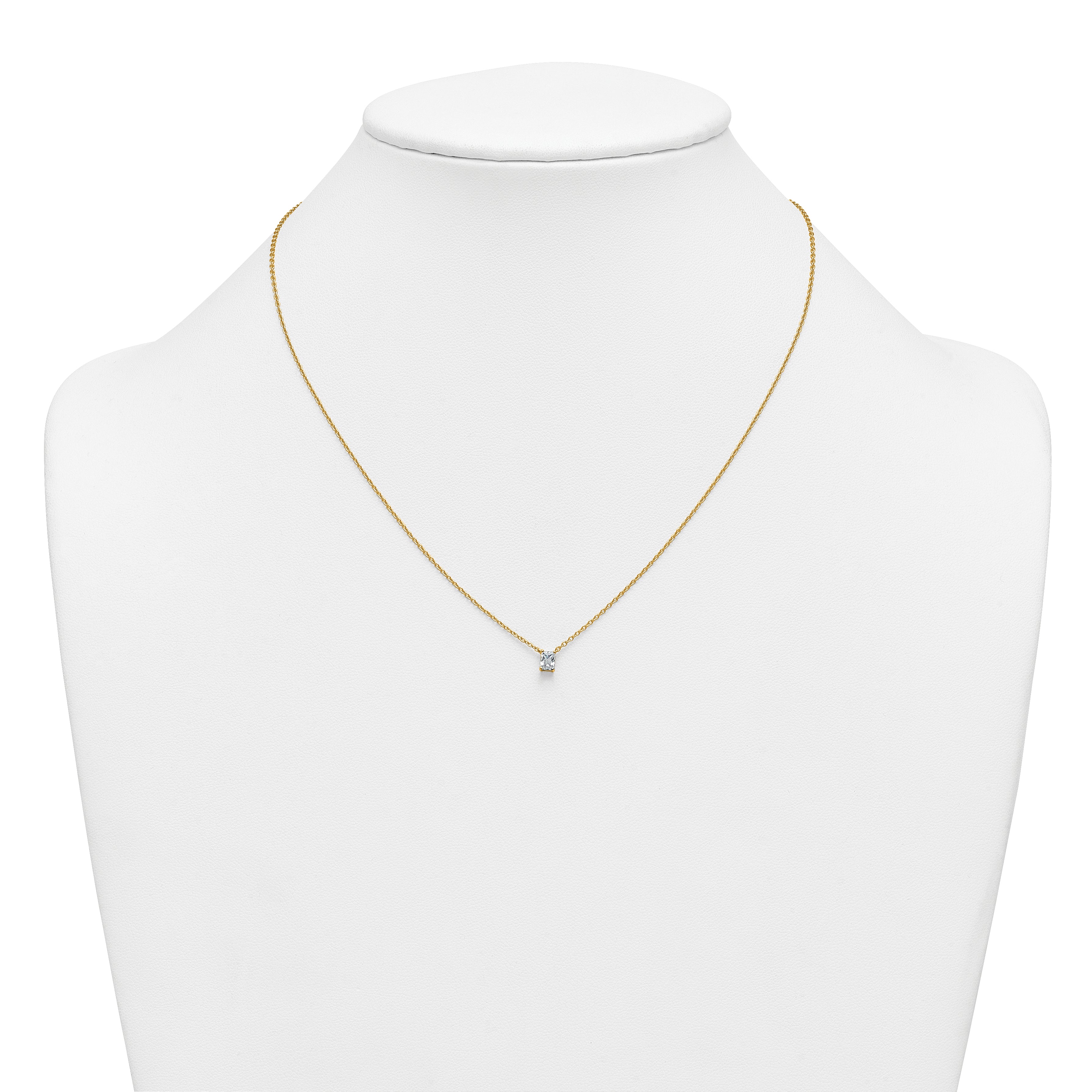 14k 1/4 carat Lab Grown Diamond VS+ F+ Radiant Complete 18 inch Four Prong Pendant Necklace