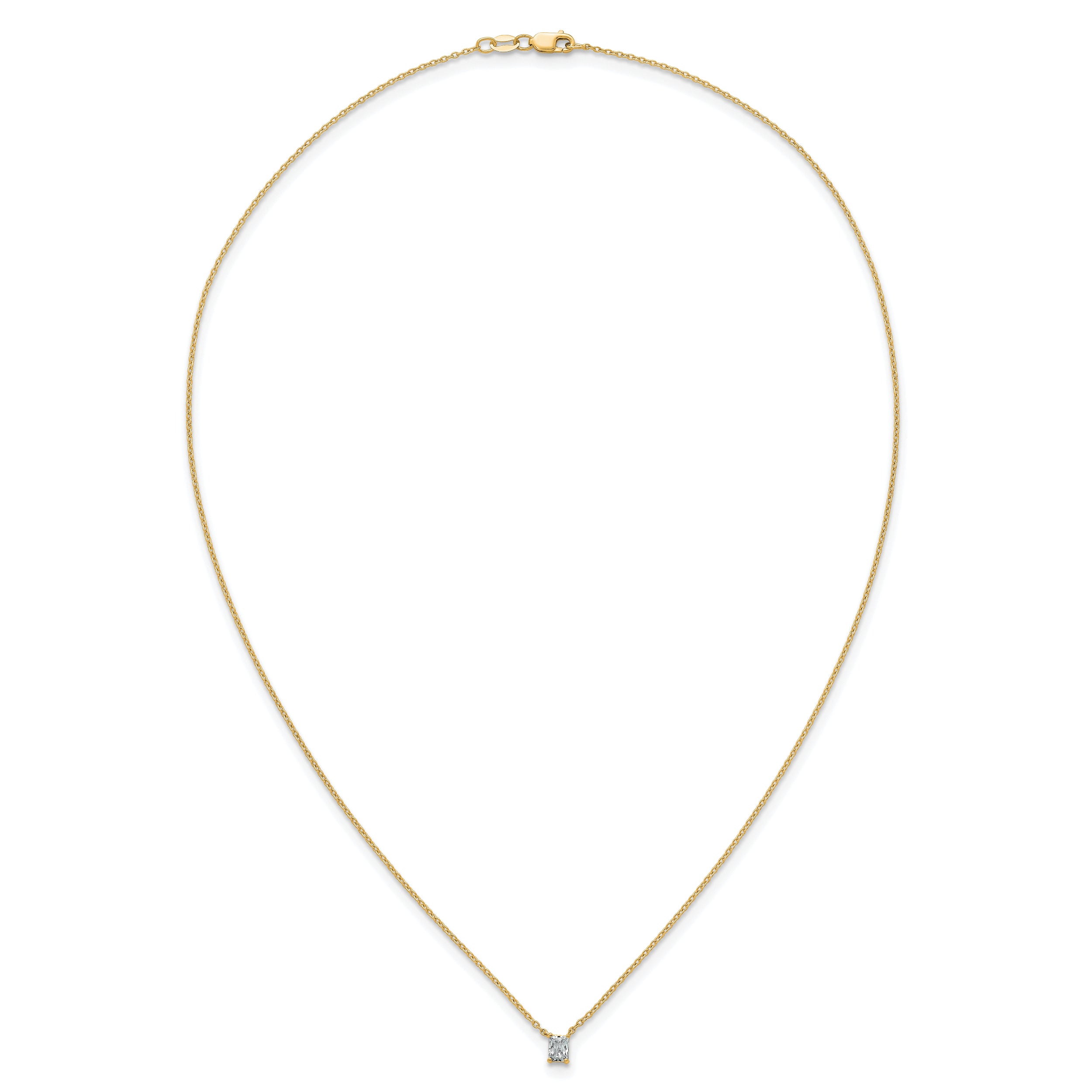 14k 1/4 carat Lab Grown Diamond VS+ F+ Radiant Complete 18 inch Four Prong Pendant Necklace