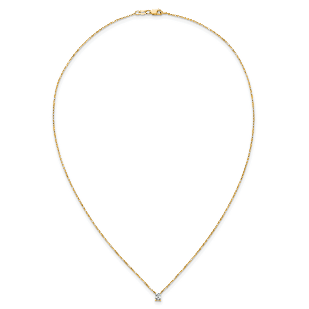 14k 1/4 carat Lab Grown Diamond VS+ F+ Radiant Complete 18 inch Four Prong Pendant Necklace