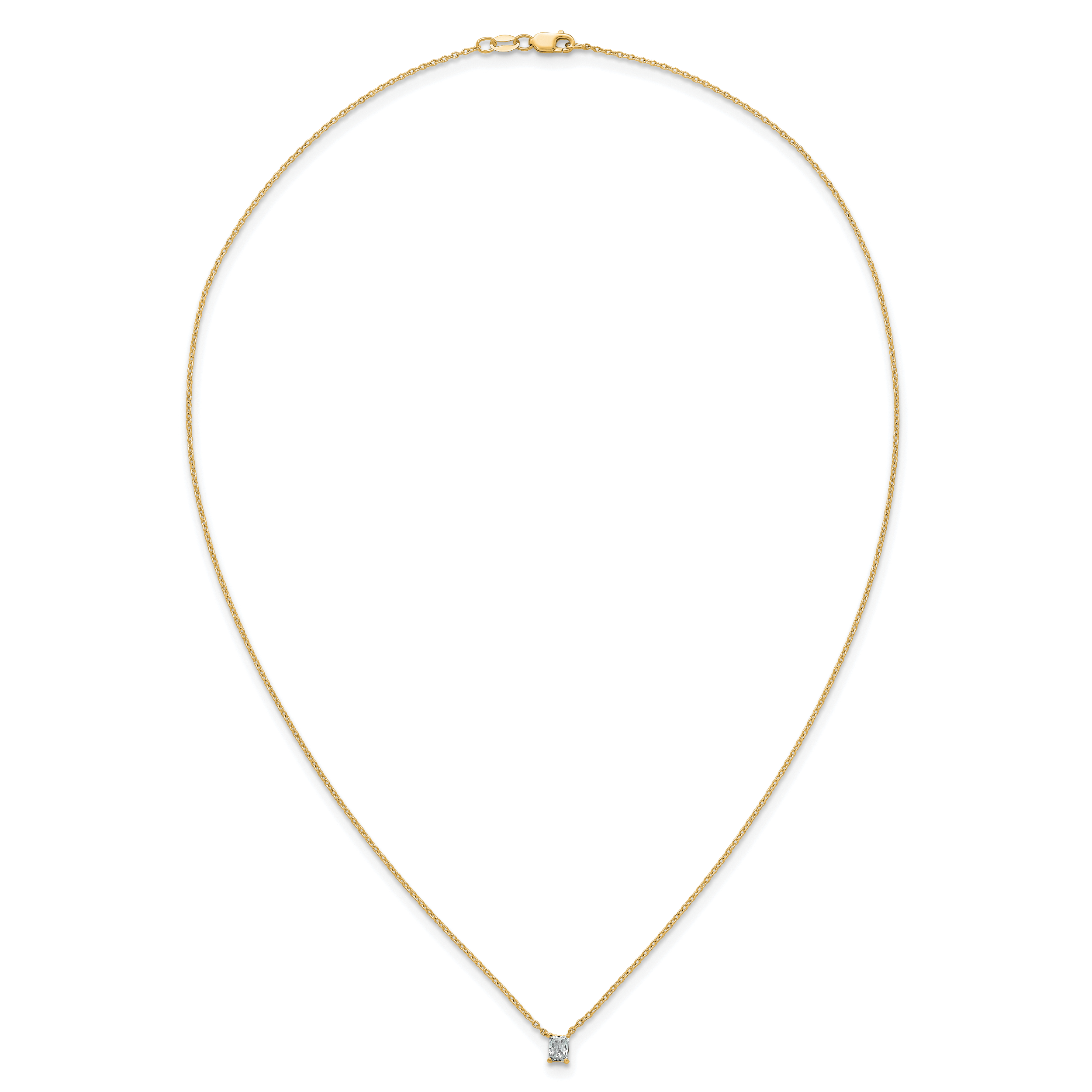 14k 1/4 carat Lab Grown Diamond VS+ F+ Radiant Complete 18 inch Four Prong Pendant Necklace