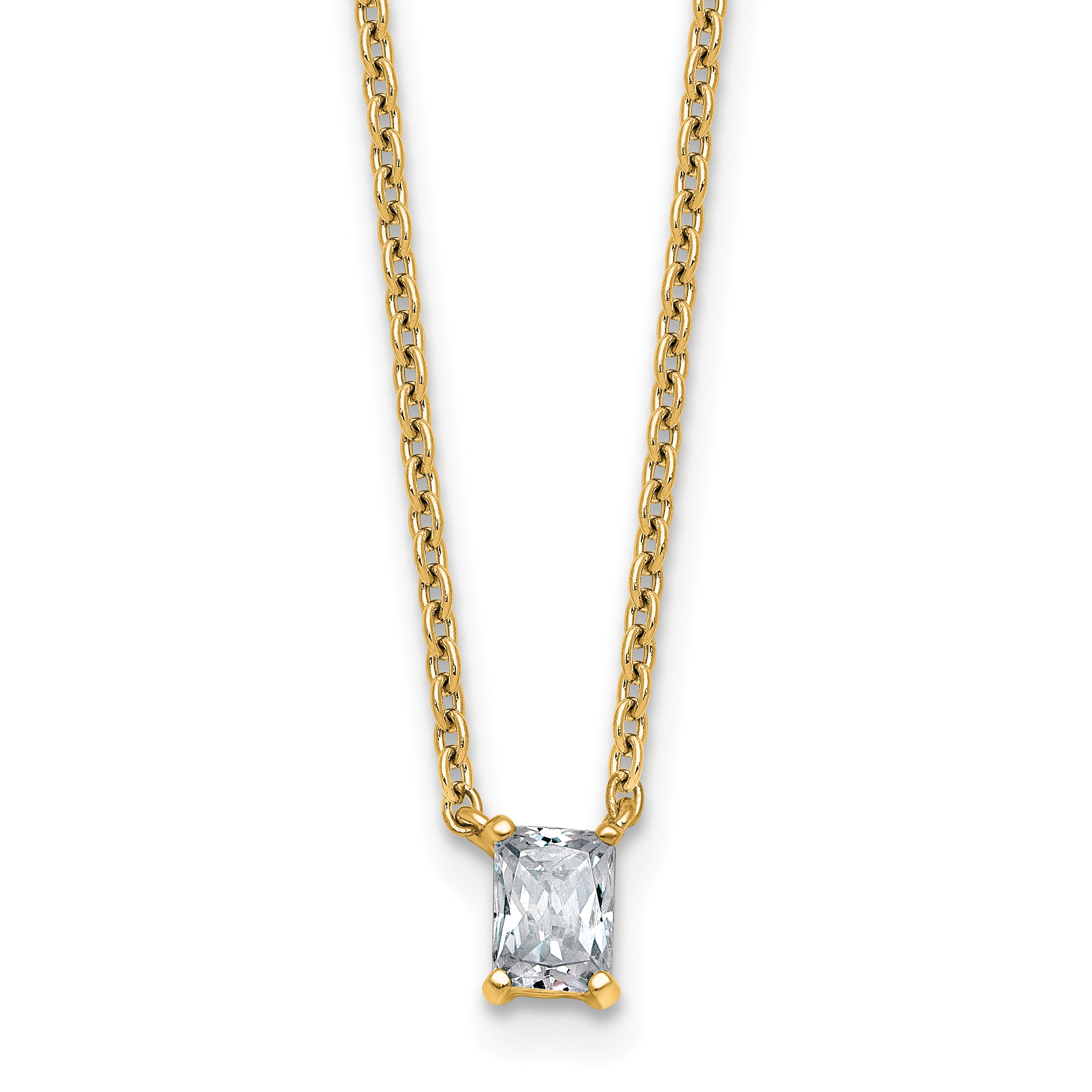 14k 1/4 carat Lab Grown Diamond VS+ F+ Radiant Complete 18 inch Four Prong Pendant Necklace