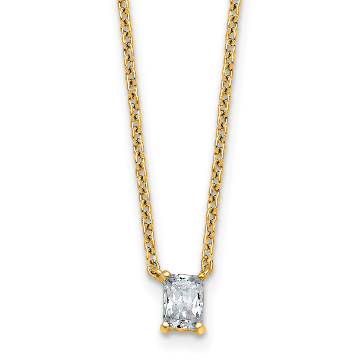 14k 1/4 carat Lab Grown Diamond VS+ F+ Radiant Complete 18 inch Four Prong Pendant Necklace