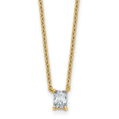 14k 1/4 carat Lab Grown Diamond VS+ F+ Radiant Complete 18 inch Four Prong Pendant Necklace