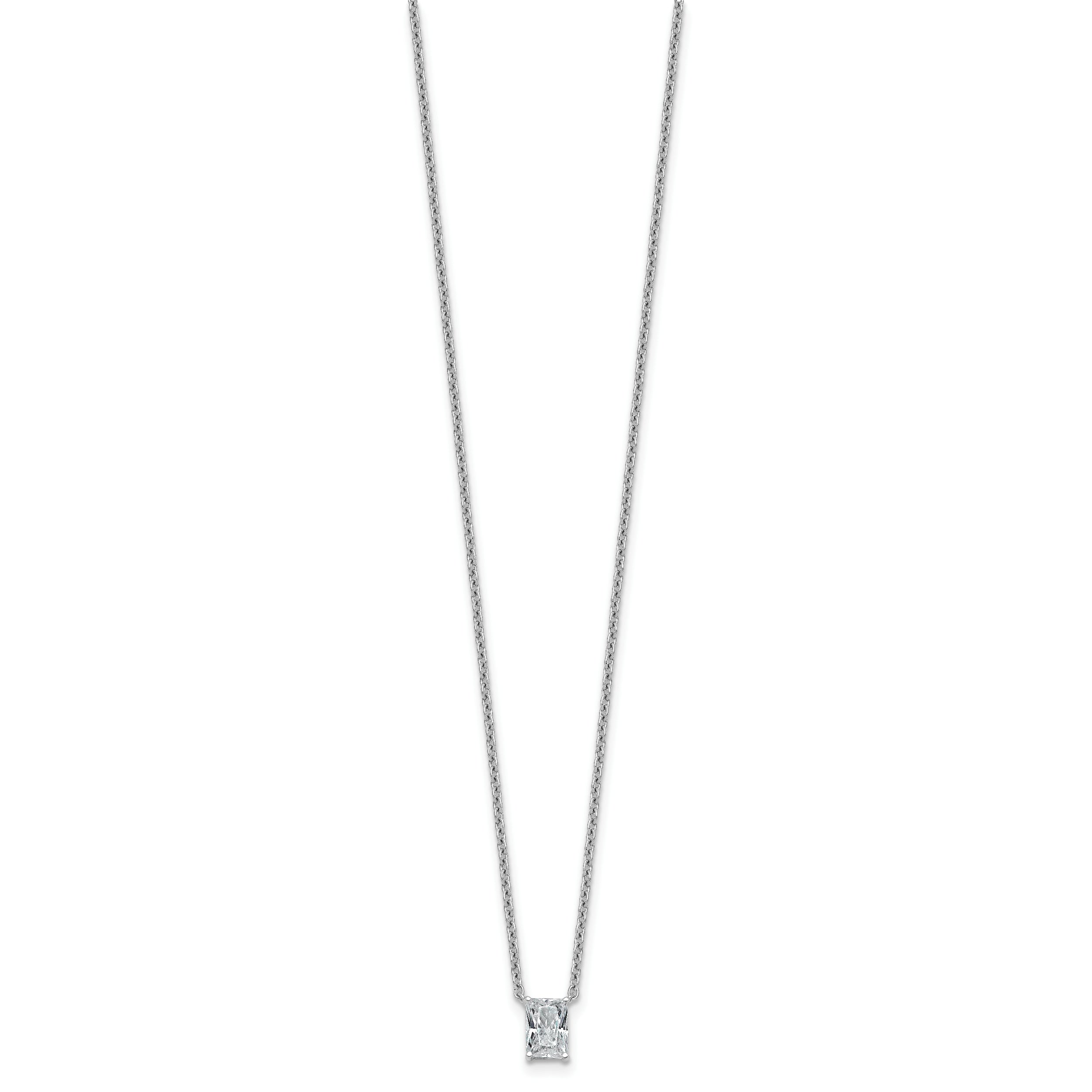14k White Gold 1/2 carat Lab Grown Diamond VS+ F+ Radiant Complete 18 inch Four Prong Pendant Necklace