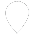 14k White Gold 1/2 carat Lab Grown Diamond VS+ F+ Radiant Complete 18 inch Four Prong Pendant Necklace