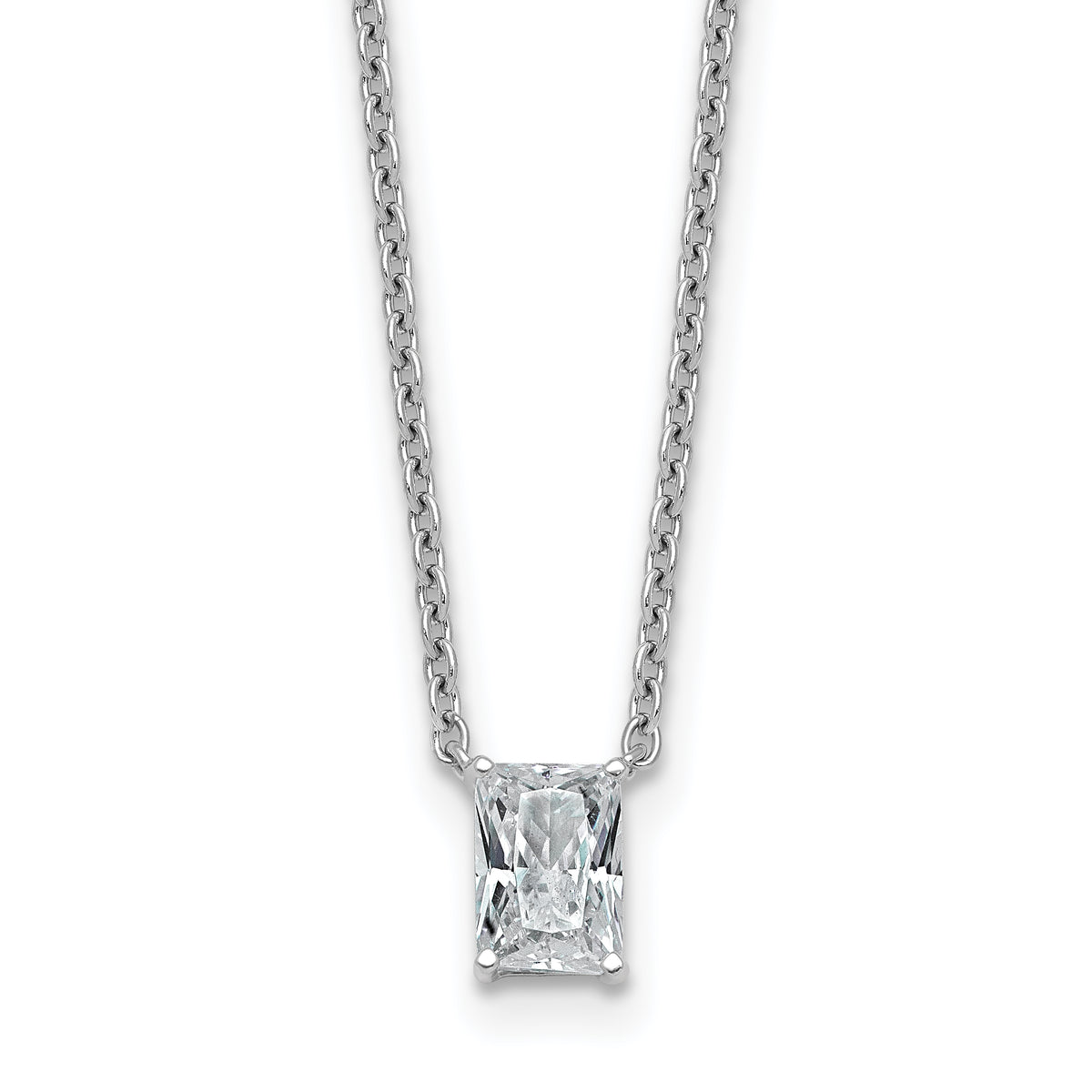 14kw 1/2ct Lab Grown Diamond VS+ F+ Radiant Comp 18in Pendant Necklace
