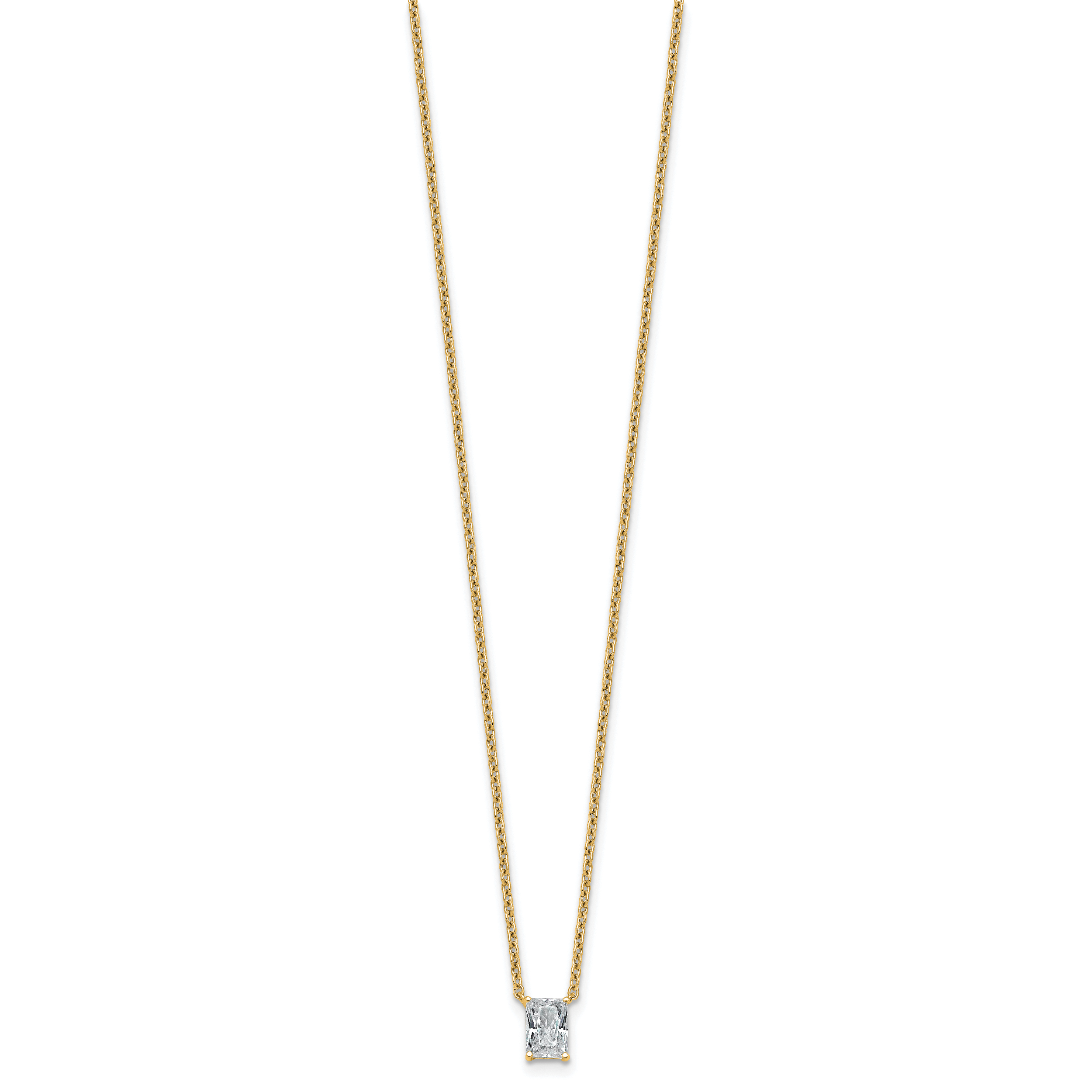 14k 1/2 carat Lab Grown Diamond VS+ F+ Radiant Complete 18 inch Four Prong Pendant Necklace Secondary image