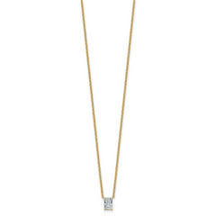 14k 1/2 carat Lab Grown Diamond VS+ F+ Radiant Complete 18 inch Four Prong Pendant Necklace