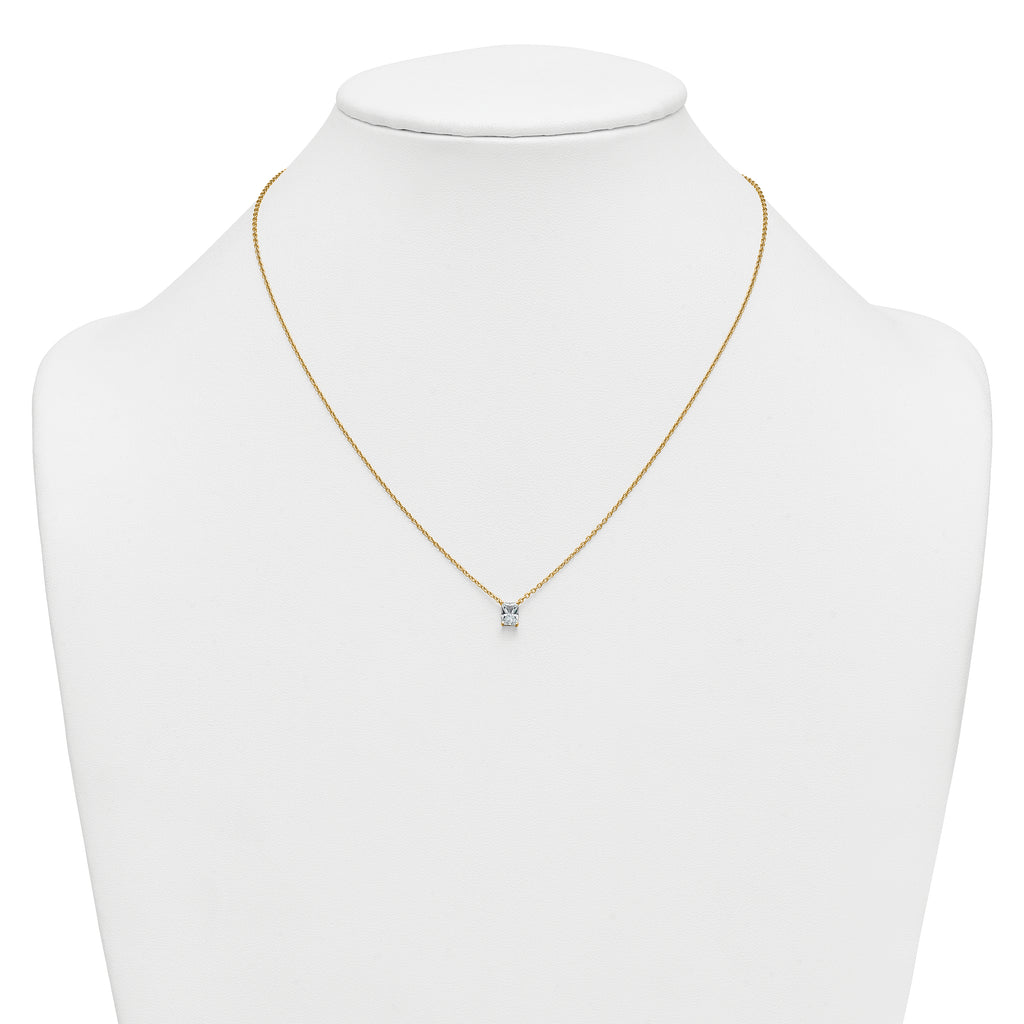 14k 1/2 carat Lab Grown Diamond VS+ F+ Radiant Complete 18 inch Four Prong Pendant Necklace