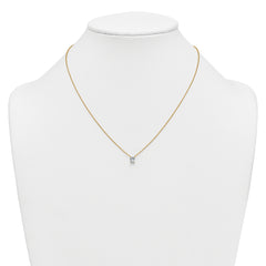14k 1/2 carat Lab Grown Diamond VS+ F+ Radiant Complete 18 inch Four Prong Pendant Necklace