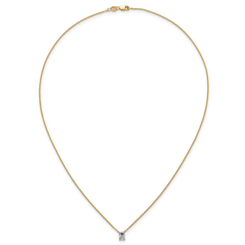 14k 1/2 carat Lab Grown Diamond VS+ F+ Radiant Complete 18 inch Four Prong Pendant Necklace