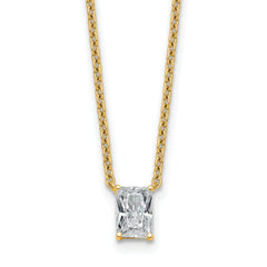 14k 1/2 carat Lab Grown Diamond VS+ F+ Radiant Complete 18 inch Four Prong Pendant Necklace
