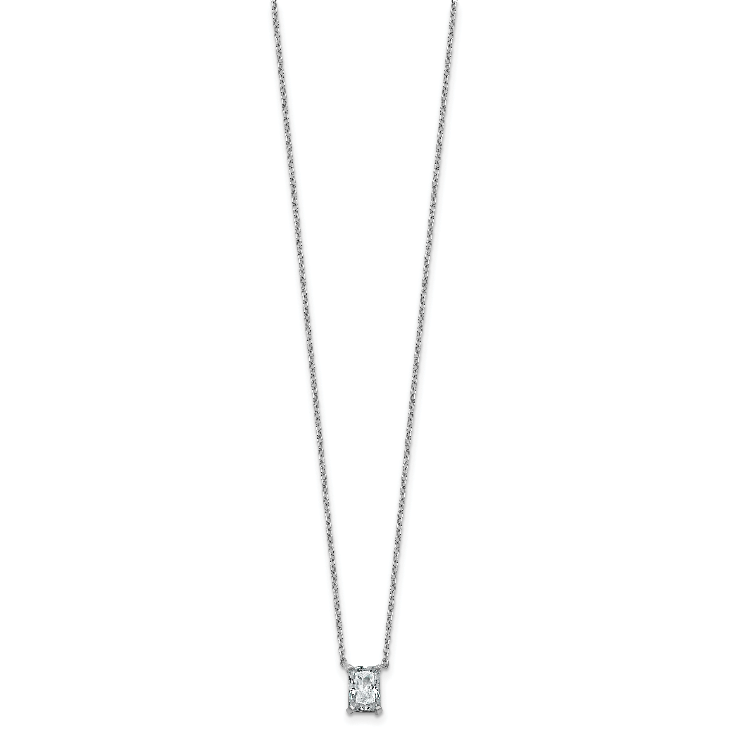 14k White Gold 3/4 carat Lab Grown Diamond VS+ F+ Radiant Complete 18 inch Four Prong Pendant Necklace Secondary image