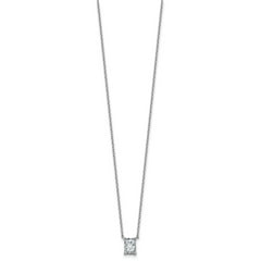 14k White Gold 3/4 carat Lab Grown Diamond VS+ F+ Radiant Complete 18 inch Four Prong Pendant Necklace