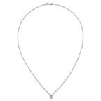 14k White Gold 3/4 carat Lab Grown Diamond VS+ F+ Radiant Complete 18 inch Four Prong Pendant Necklace