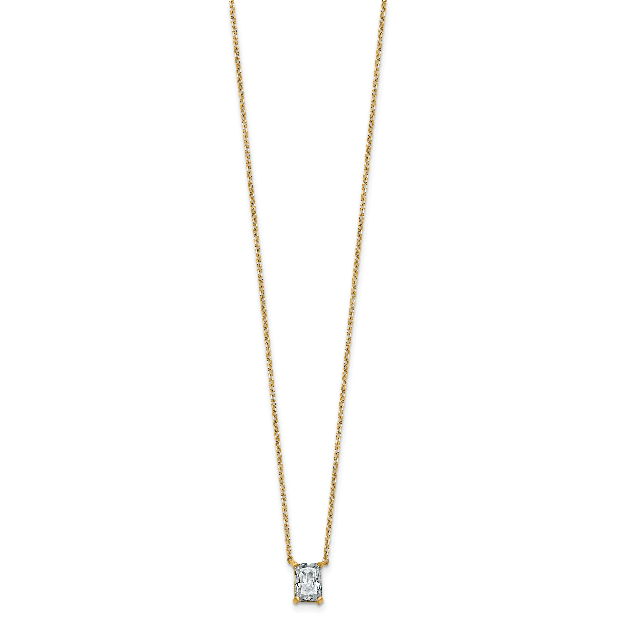 14k 3/4 carat Lab Grown Diamond VS+ F+ Radiant Complete 18 inch Four Prong Pendant Necklace Secondary image