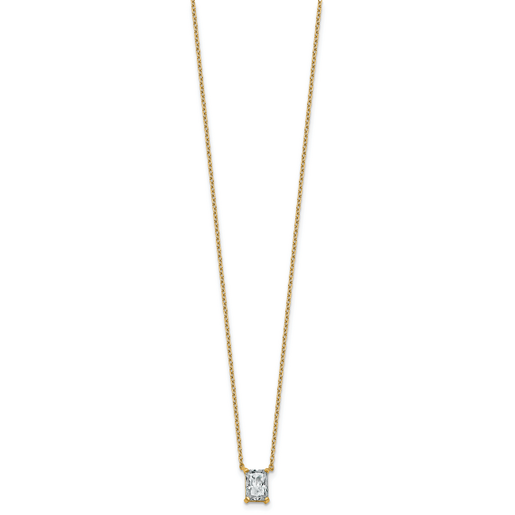 14k 3/4 carat Lab Grown Diamond VS+ F+ Radiant Complete 18 inch Four Prong Pendant Necklace