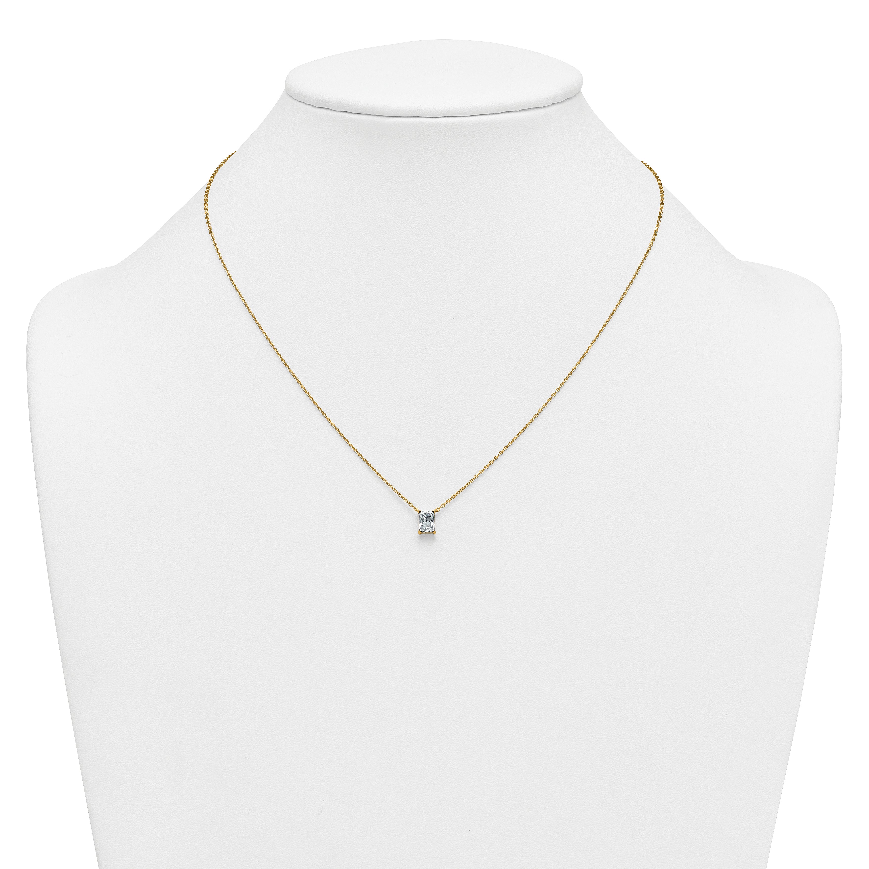 14k 3/4 carat Lab Grown Diamond VS+ F+ Radiant Complete 18 inch Four Prong Pendant Necklace