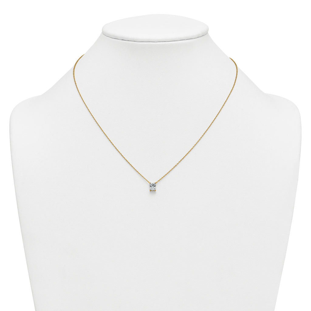 14k 3/4 carat Lab Grown Diamond VS+ F+ Radiant Complete 18 inch Four Prong Pendant Necklace