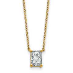 14k 3/4 carat Lab Grown Diamond VS+ F+ Radiant Complete 18 inch Four Prong Pendant Necklace