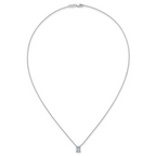 14k White Gold 1 carat Certified Lab Grown Diamond VS+ F+ Radiant Complete 18 inch Four Prong Pendant Necklace