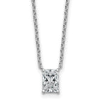 14k White Gold 1 carat Lab Grown Diamond VS+ F+ Radiant Complete 18 inch Four Prong Pendant Necklace