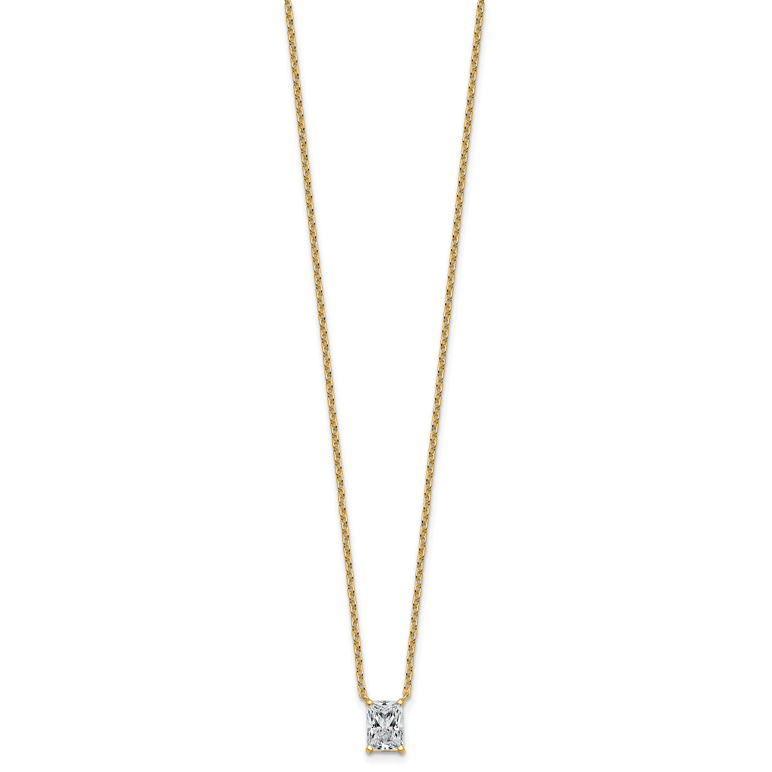 14k 1 carat Lab Grown Diamond VS+ F+ Radiant Complete 18 inch Four Prong Pendant Necklace Secondary image