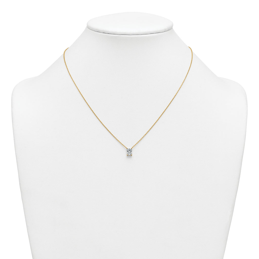 14k 1 carat Certified Lab Grown Diamond VS+ F+ Radiant Complete 18 inch Four Prong Pendant Necklace