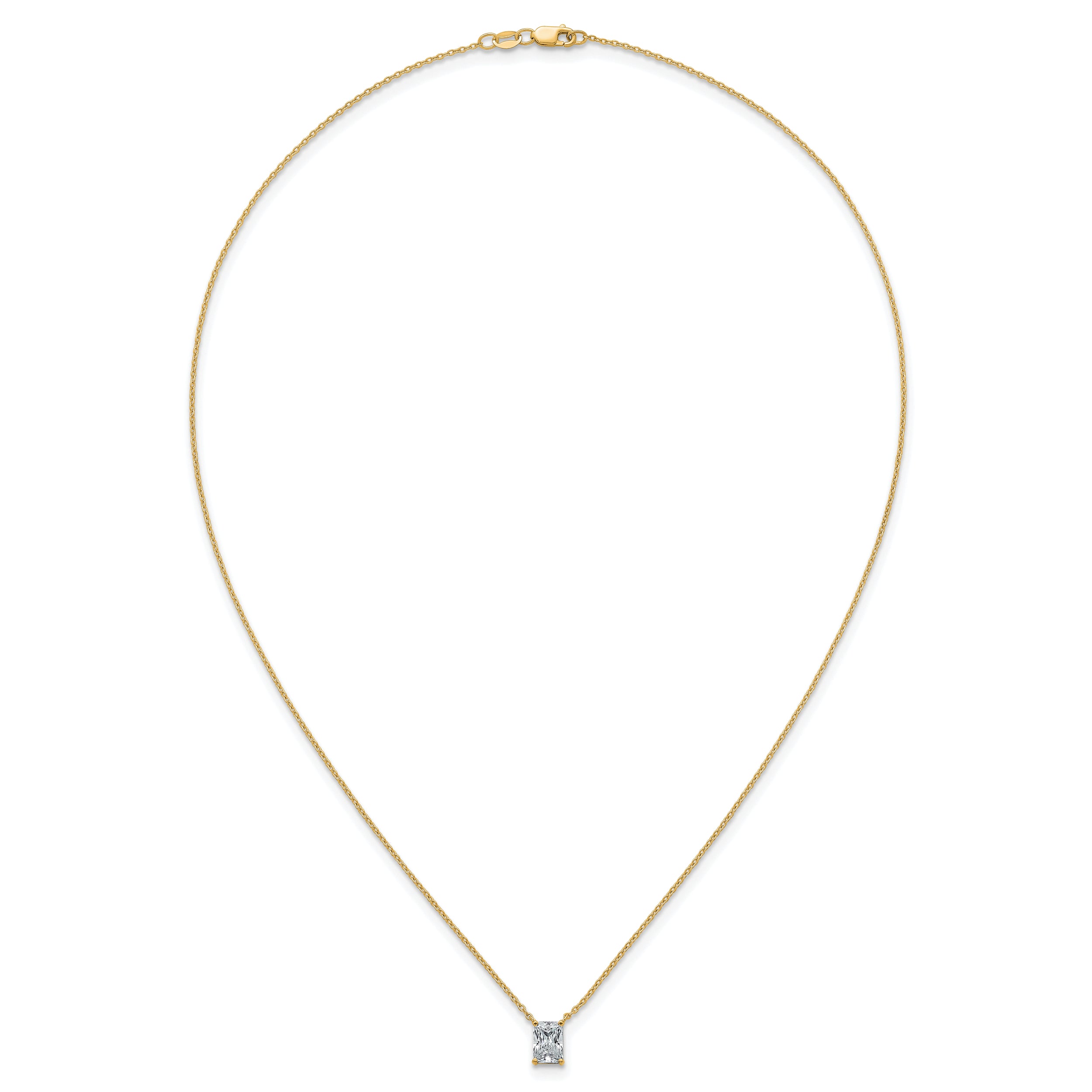 14k 1 carat Certified Lab Grown Diamond VS+ F+ Radiant Complete 18 inch Four Prong Pendant Necklace