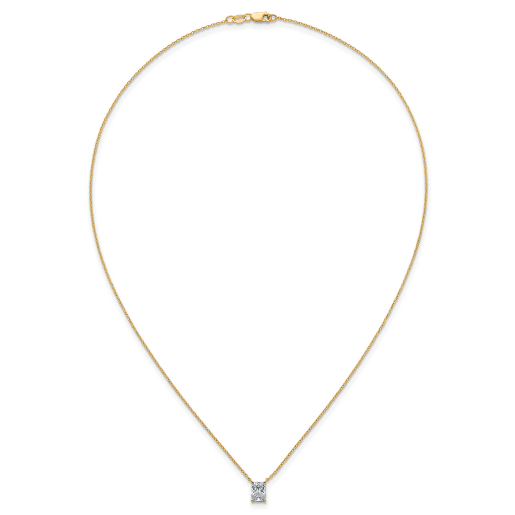 14k 1 carat Certified Lab Grown Diamond VS+ F+ Radiant Complete 18 inch Four Prong Pendant Necklace