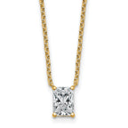 14k 1 carat Lab Grown Diamond VS+ F+ Radiant Complete 18 inch Four Prong Pendant Necklace