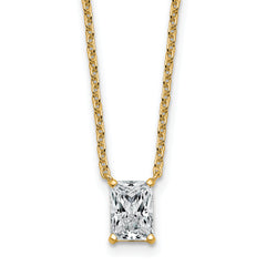 14k 1 carat Lab Grown Diamond VS+ F+ Radiant Complete 18 inch Four Prong Pendant Necklace