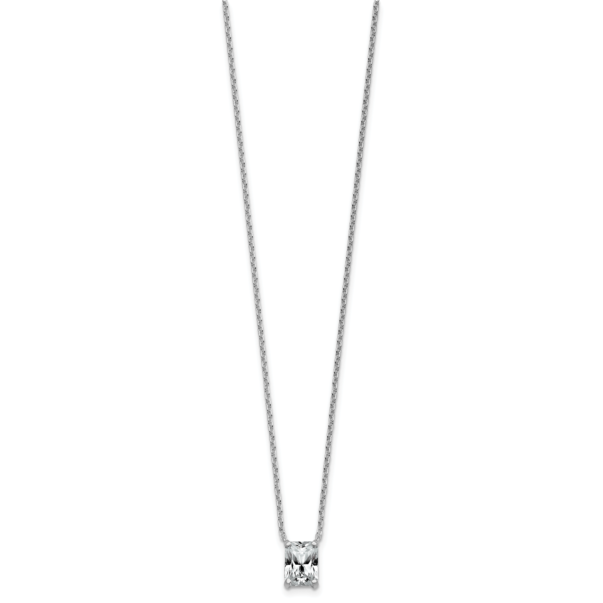 14k White Gold 1 1/2 carat Lab Grown Diamond VS+ F+ Radiant Complete 18 inch Four Prong Pendant Necklace Secondary image