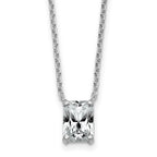 14k White Gold 1 1/2 carat Certified Lab Grown Diamond VS+ F+ Radiant Complete 18 inch Four Prong Pendant Necklace